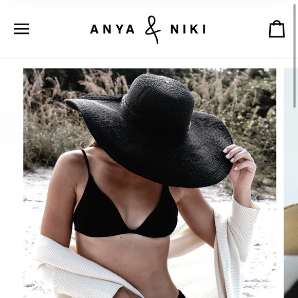 Anya & Niki Elegant Black Wide-Brim Hat Worn Once with Travel Bag main image 7